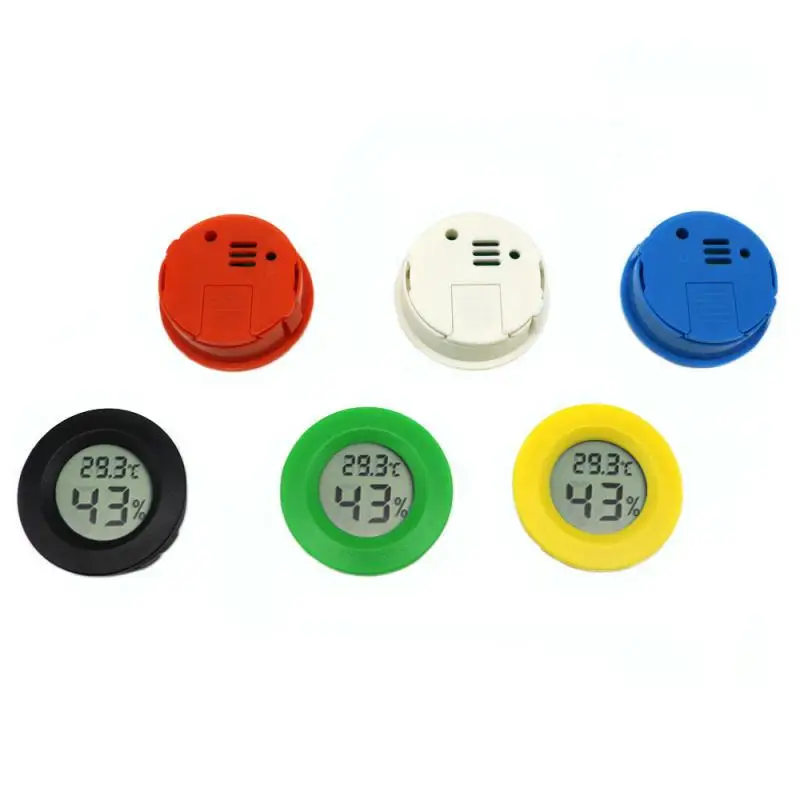 Mini LCD Digital Thermometer Hygrometer Meter Round Shape LCD Display Reptile Aquarium Temperature Humidity Meter Detector Tool