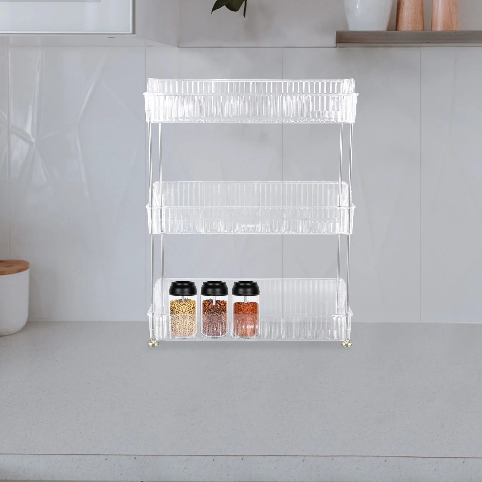 

Multi-layer Shelf 2 Tiers Bathroom Accessories Organizer Toiletry Storage Rack Kitchen Vanity Makeup Holder Stainless Steel PET