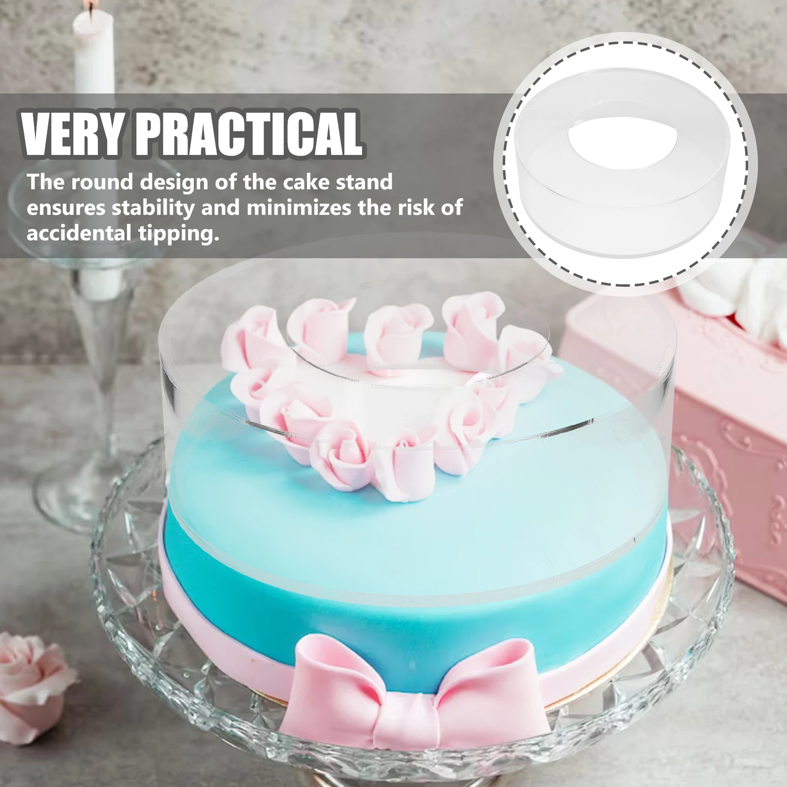 

Round Clear Acrylic Cake Stand Fillable Base Wedding Birthday Party Dessert Display Stand Cake Stands for Wedding Cakes