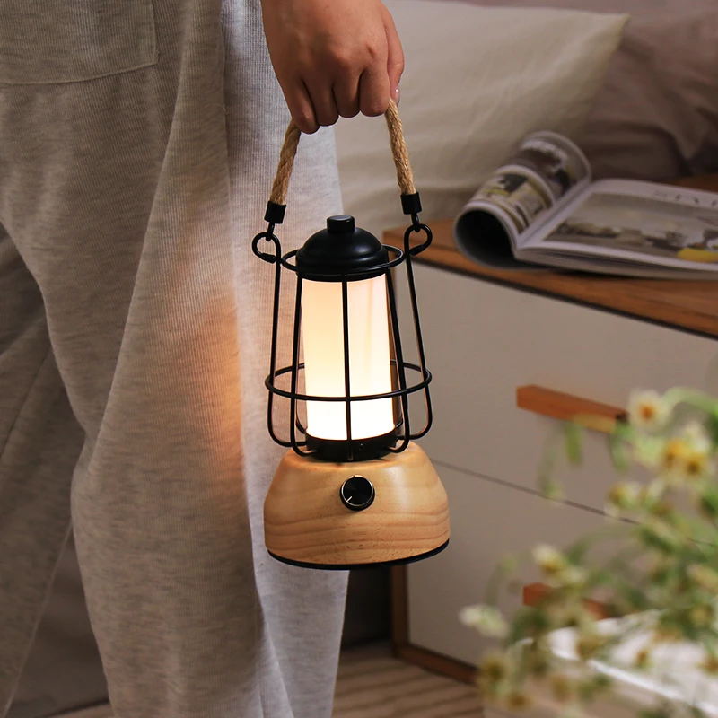 Table lamp kerosene lamp portable bedroom room bedside decoration sleep charging wireless atmosphere night light