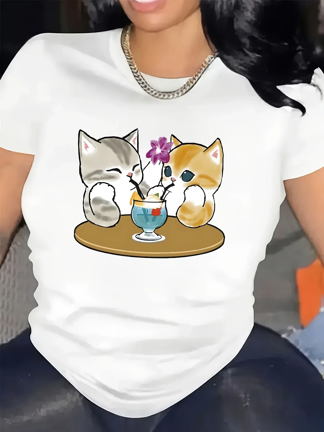 نمط عادية كم قصير تي شيرت للنساء Harajuku قصيرة الأكمام ملابس كاجوال الشارع بلايز تيز الملابس الجمالية النساء