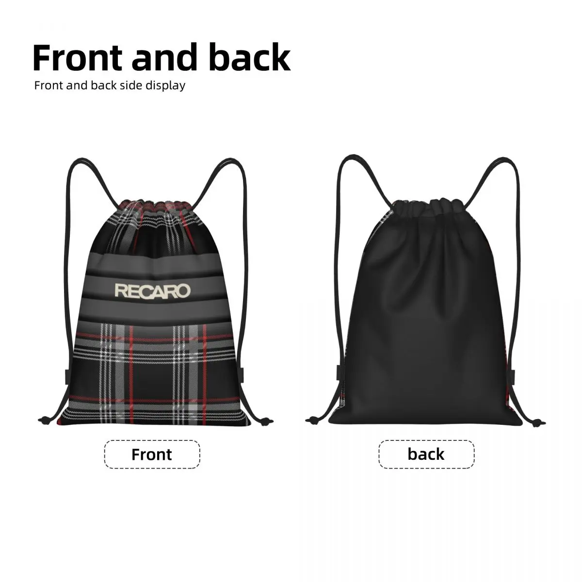 Custom Recaros Logo Drawstring Backpack Bags Men Women Lightweight Gym Sports Sackpack Sacks for Yoga