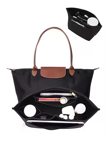 Felt Insert Bag Fits For Longchamp Handbag Liner Bag Felt Cloth Makeup Bag Support Travel Portable Insert Purse Organizer