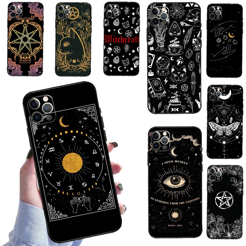 Occult Witchcraft Moon Gothic Witch Phone Case For iPhone 14 13 12 11 Pro Max Mini XS X XR 6 7 8 Plus SE 2020 Soft Cover Case