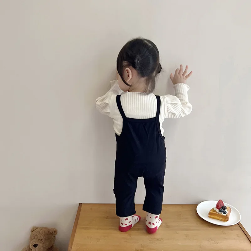 2024 Spring New Baby Girl Sleeveless Romper Cotton Infant Toddler Solid Casual Overalls Girls Trousers Children Strap Jumpsuit