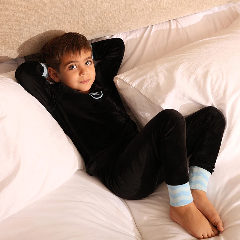 

Family clothes matching boy and girls 2pcs pajamas teen girls nightgown girls dress baby romper puff print contrast sleeve cuffs