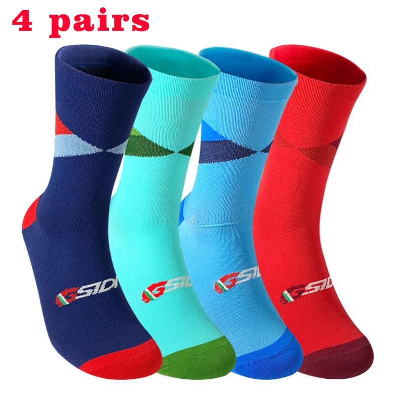 

4 pairs Team Cycling Socks Professional Sports Bike Socks High Quality Running Socks Basketball Socks Many Colors