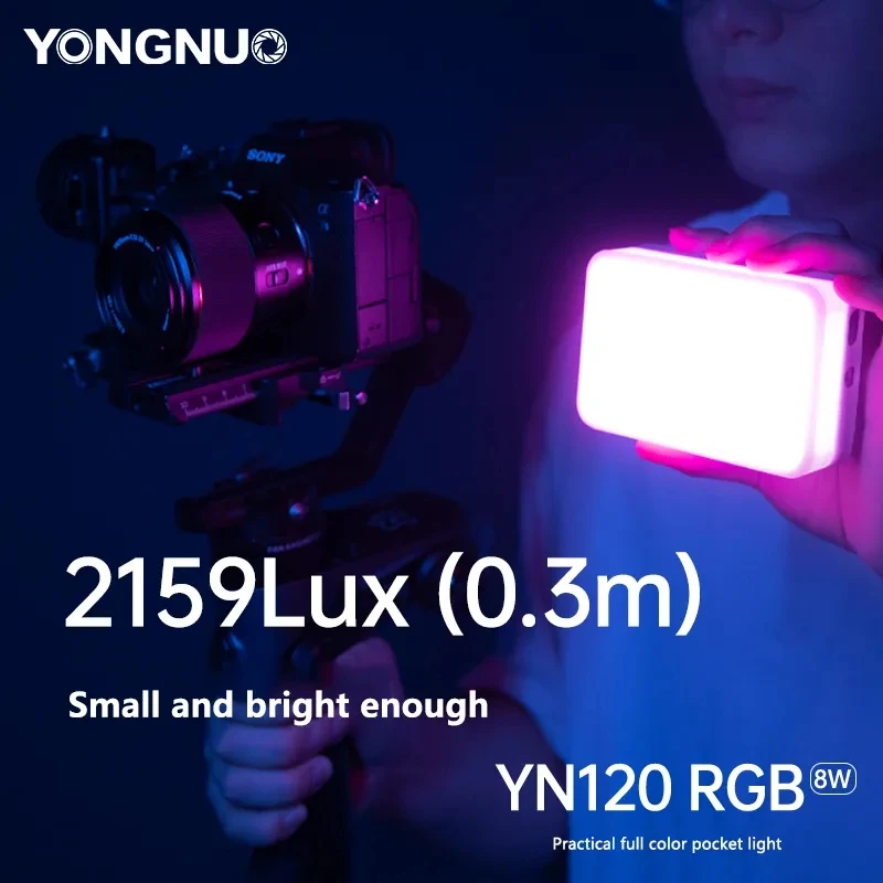 Yongnuo-yn120 rgb led ضوء للتصوير الفوتوغرافي ، مصباح استوديو الصور ، ضوء الجيب المحمولة ل tiktok ، 2500k-9900k ، 3000mah ، جديد