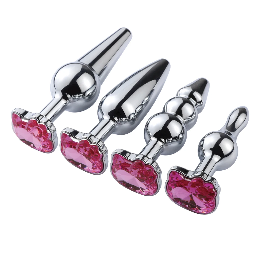 Steel Couples Games Metal Stainless Anal Butt Plug Crystal Holle Kitty Cat Face Bead Masturbador Sex Toys for Men/Women