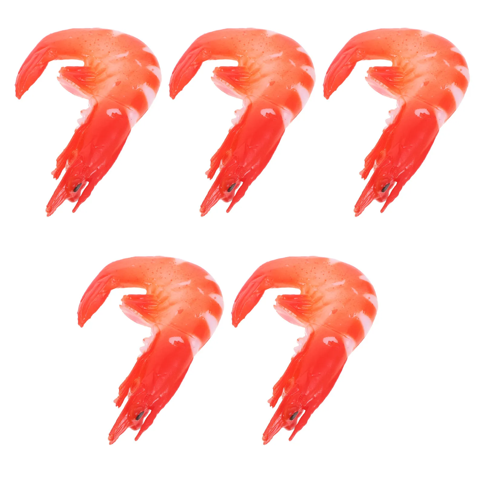 5Pcs Realistic Shrimp Photo Prop High-Grade PVC Food Decoration for Home Store Restaurant Kindergarten Art Education Display