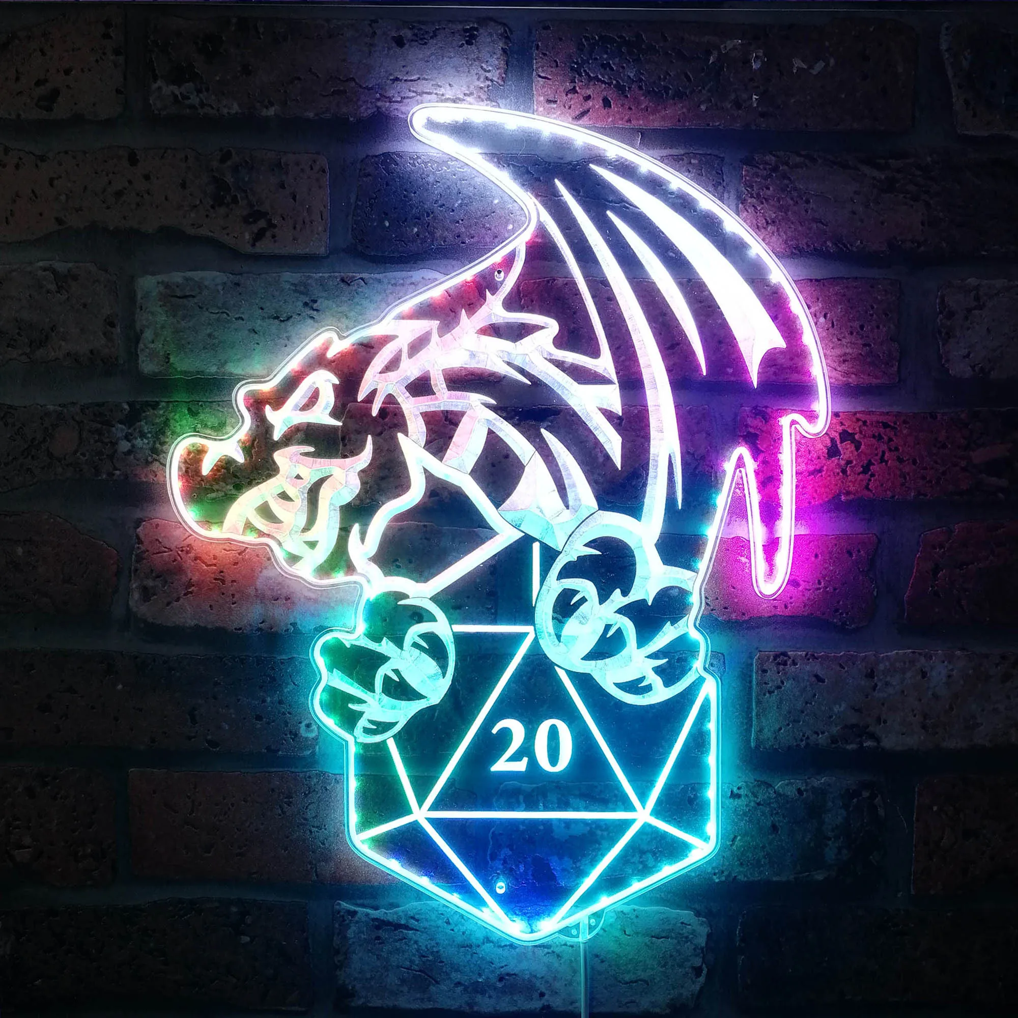 Dnd Dungeon Dice Dragon Game Room Dynamisches RGB-Kantenbeleuchtetes LED-Schild