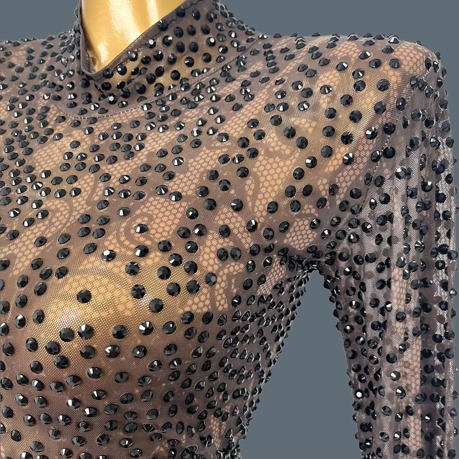 

Sparkly Rhinestones Tassel Mini Dress for Women Sexy Birthday Party Evening Dress Transparent Mesh Dress Photograph Wear Diban