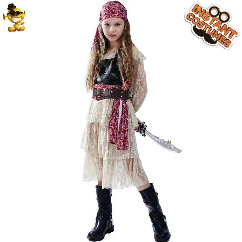 تنورة قرصان مكشكشة للفتيات من loween، أزياء أداء مسرح القراصنة للفتيات، ملابس أداء المسرح
