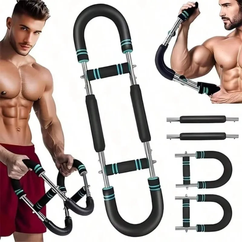 U-Shape Forearm Strength Trainer Adjustable 60-100 Lbs Spring Resistance Non-Slip Portable Upper Body Workout Equipment
