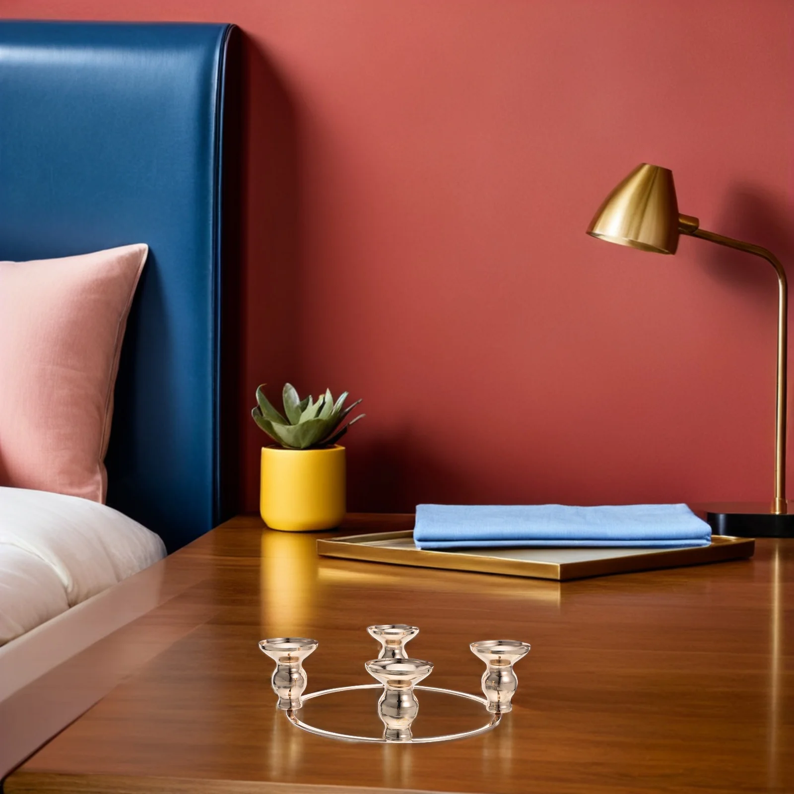 

4-Cup Iron Advent Holder Ring Premium Metal Craftsmanship for Taper Pillar Candles Dining Table Holiday Decor