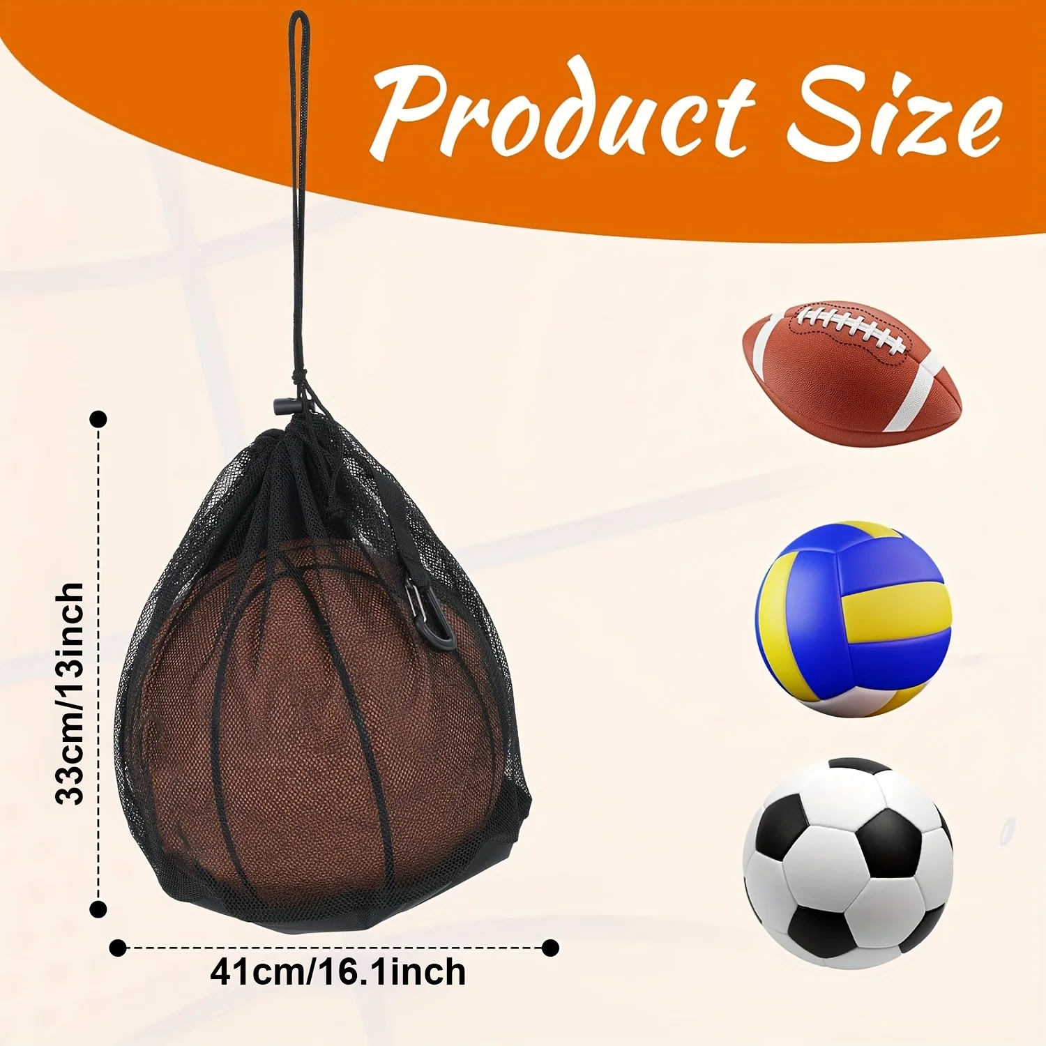 

Портативная сетчатая сумка для баскетбольных мячей на шнурке, складная сумка для хранения спортивных мячей (футбол, волейбол, водное поло) с 5 иглами для мячей