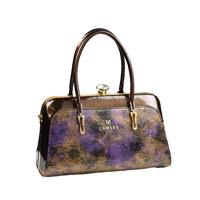 Borsa da donna in vera pelle moda fiori Momstyle Senior Single Shoulder Crossbody nicchia borse di grande capacità