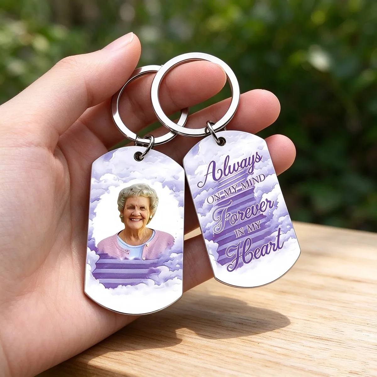 Personalized commemorative keychain with customized photos-double-sided printing, stainless steel pet tag ring-very suitable for