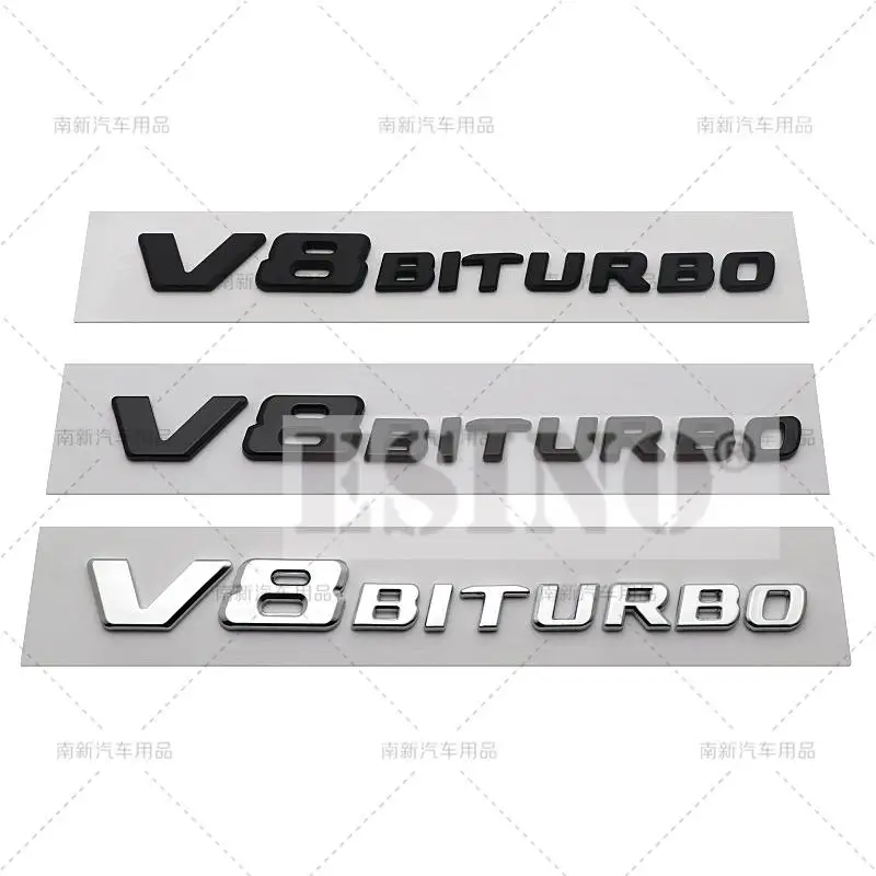 

3D V8 Biturbo Car Trunk ABS Badge Emblem For Car Rear Body Tailgate Fender Door Adhesive Badge for Mercedes Benz 2017 - 2022