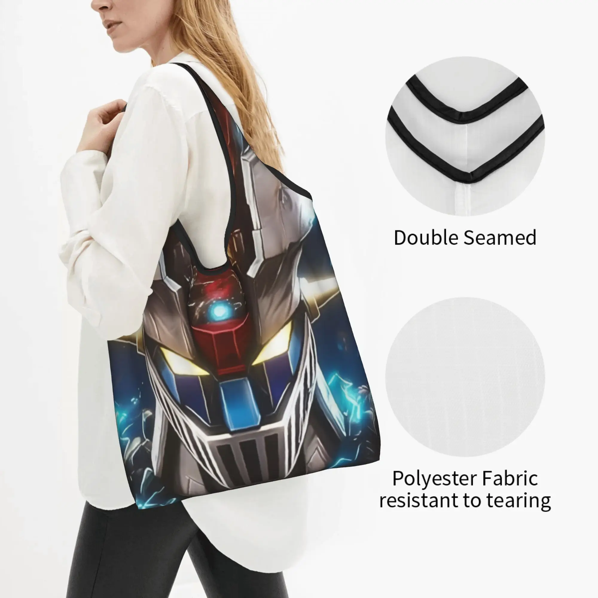 Reusable Comic G-Grendizeres Manga Shopping Bag Women Tote Bag Portable Japan Grocery Shopper Bags