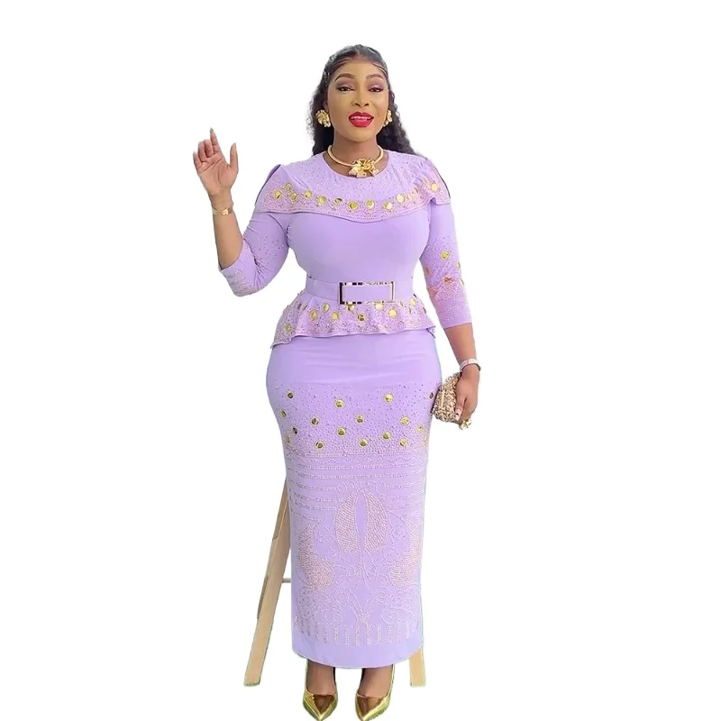 

African Party Dress For Women Christmas Dashiki Diamond Bodycon Maxi Dress Elegant Turkey Muslim Wedding Evening Gown