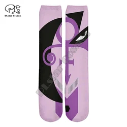 Popular Legend Singer Prince Rogers Nelson Purple Rain 3D Print Harajuku mujeres/hombres Casual divertido algodón cálido calcetines largos al tobillo A2