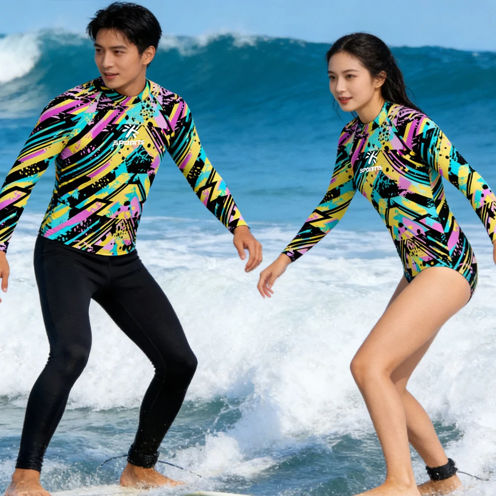 

Surfing Water Shirts Long Sleeve Baselayer Skins Performance Lightweight Quick Dry Printed Swim Shirt for Men Women Water Sports