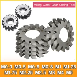 M0.3 M0.5 M0.6 M0.8 M1 M1.25 M1.75 M2.25 M2.5 M3 M4 M5 Milling Cutter Gear Cutting Tool Modulus PA20 Degrees NO.1-NO.8 HSS Gear