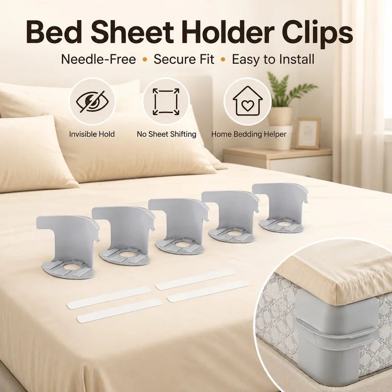 No Pin Bed Sheet Holders Invisible Anti Slip Fastener Clips for Mattress Covers Bedding Sofa Covers Secure Sheet Grippers