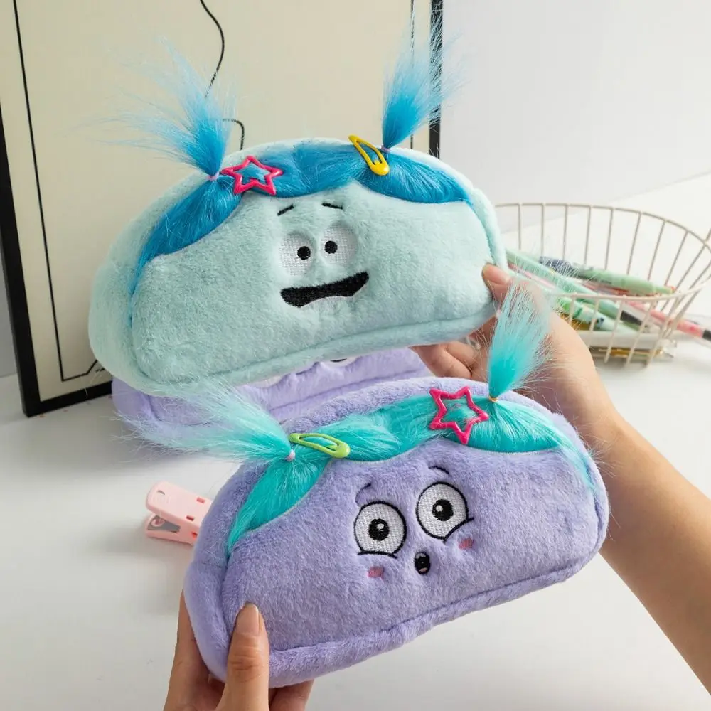 Creative Plush Doll Plush Pencil Bag Cute Design Stuffed Cartoon Pen Bag Diy Hairstyle Stationery Bag Student