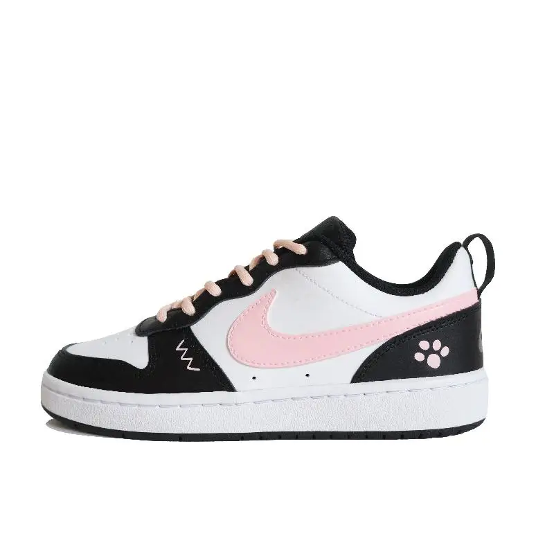 

【Customize】Nike Court Borough Skateboarding Shoes Women's Low-top Pink/white/black Sneakers shoes BQ5448-115