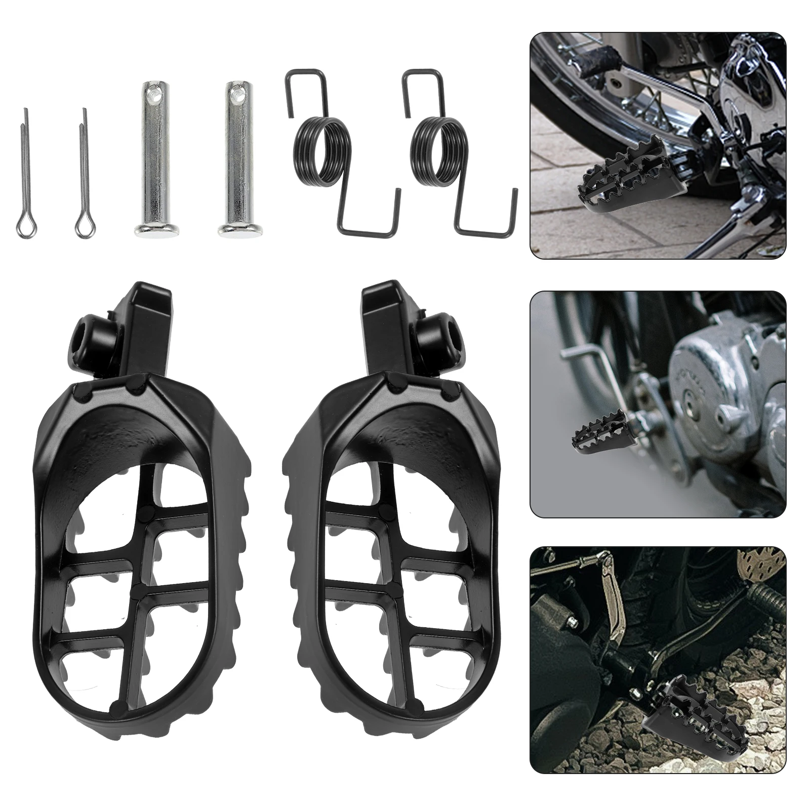 

Aluminum Alloy Dirt Bike Foot Pegs Black Motorcycle Accessories Footrest Pegs Pedals Floorboards Non Deform Long Term Use Stable