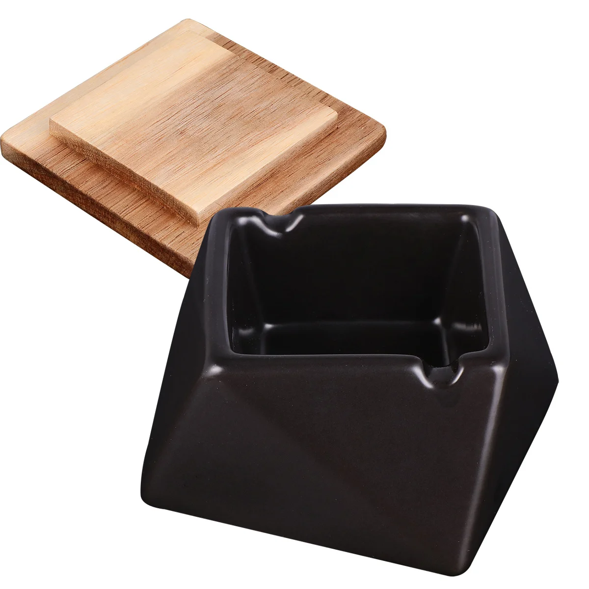 

1pc Diamond Pattern Ceramic Ashtray With Lid Deep Large Capacity For Home Office Patio Exquisite Creative Ash Container