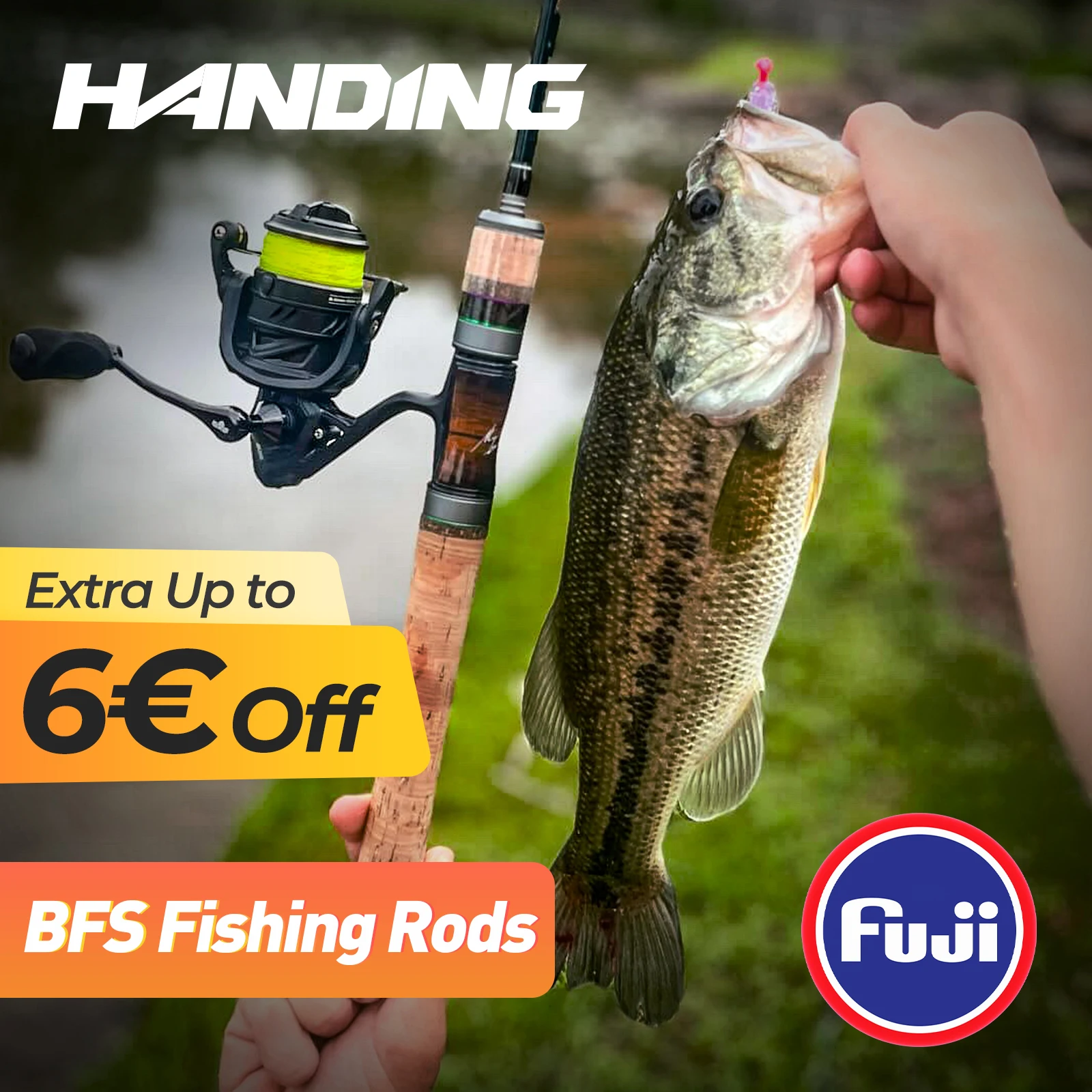 HANDING Magic L Micro BFS caña de pescar de carbono, peso del señuelo de 1-8g, 78g, FUJI®Anillos guía O + A, varilla de fundición UL/L