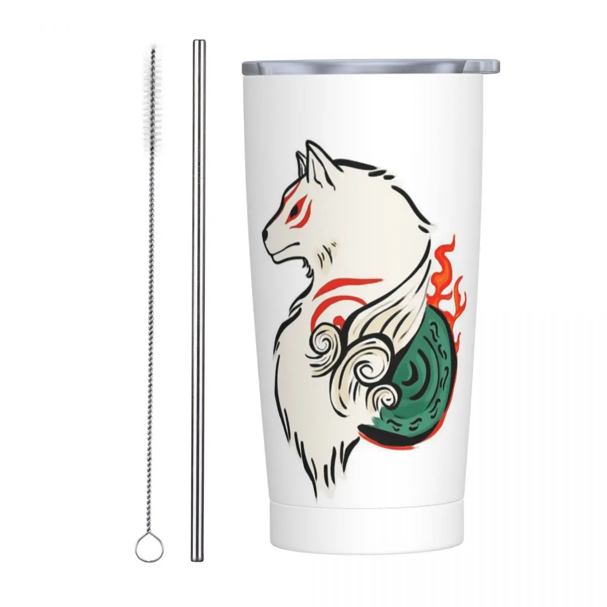Copy Of Okami Sakura Stainless Steel Tumbler Vacuum Insulated Mug Thermal Cold Bottle Straws With Lid 20oz