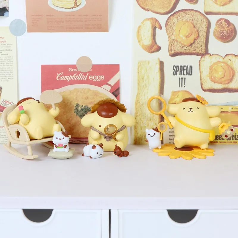 Bonito pudim cão infância quatro estações série caixa cega maré jogar sanrio figura periférica ornamento de mesa presente