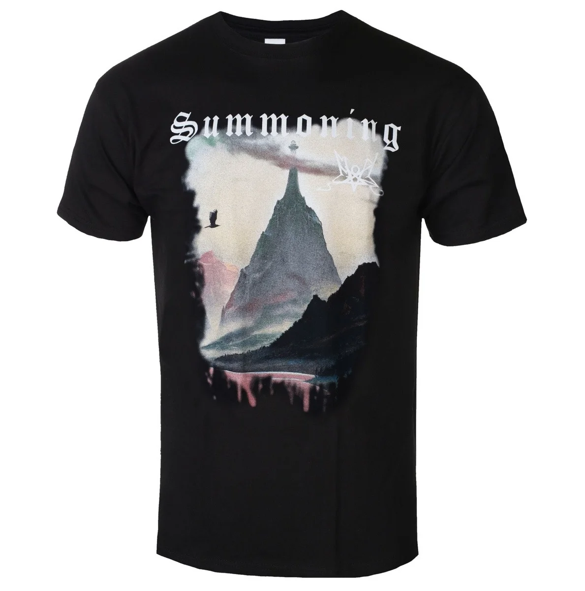 Summoning Lugburz Full Debut Album Dual Sides Front Back Print Top Austrian Tolkien Epic Black Metal Dark Tower Mountain