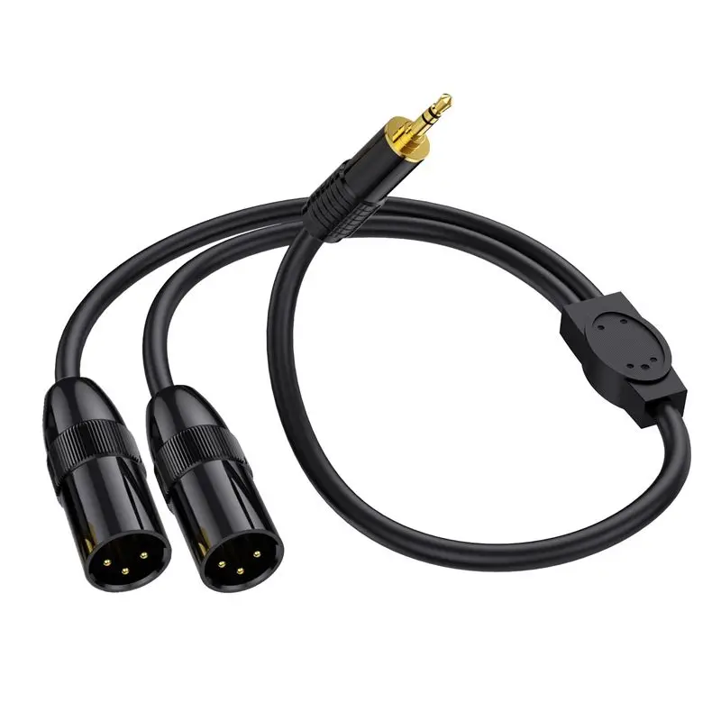 1/2 Bend Metal Shell Gold-Plated DC3.5mm Stereo Male To XLR Male Female Microphone Mixer, Speaker Amplifier, Camera Audio Cable