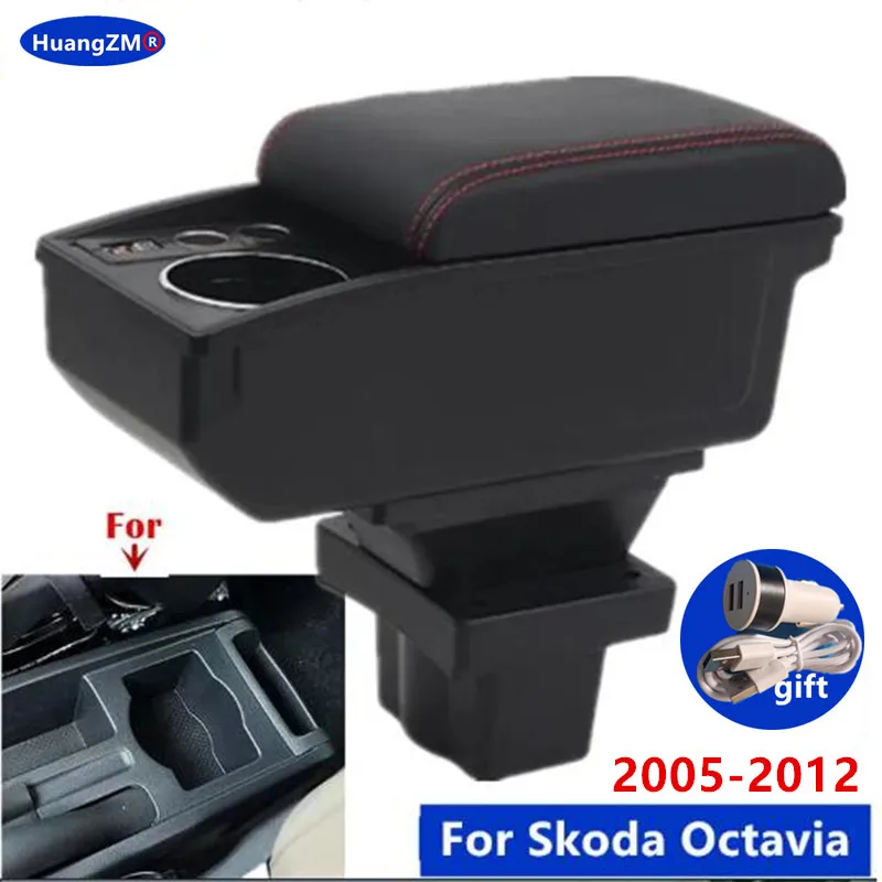 Für Skoda Octavia Armlehnenbox für Skoda Yeti Mk2 2005-2012 Auto-Armlehne Doppelschichtige Aufbewahrungsbox Nachrüstung Innenraum Auto-Zubehör