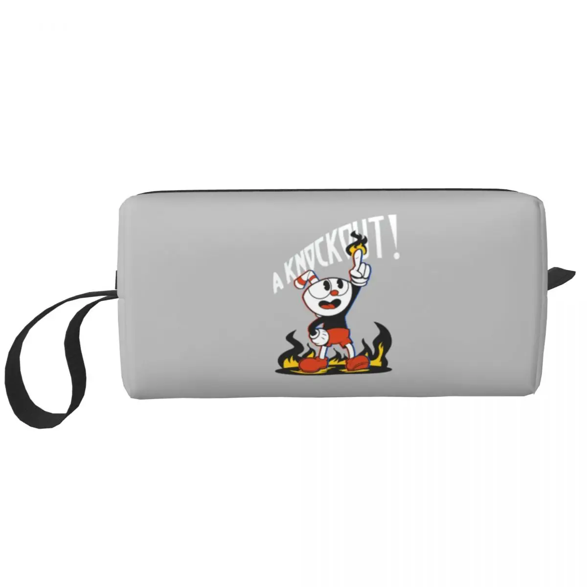 It's A Knockout Cuphead Makeup Bag Large Cosmetic Bag Men Women Game Mugman Cup Mouse Cartoon Animation Gamer Toiletry Bag