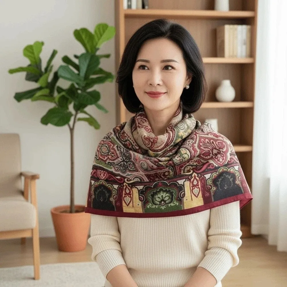 

Breathable Mom Square Headscarf Sunscreen Personalized Design Double-sided Printed Silk Scarf Hair Band Lightweight