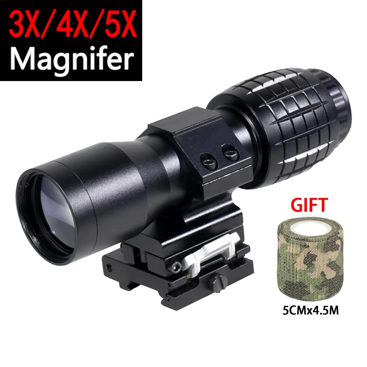 

3x4x5x Adjustable Optic Sight Full Size Glass Etched Reticle Compact Scope Hunting Sniper Rifle Sight 20mm Rail Mount