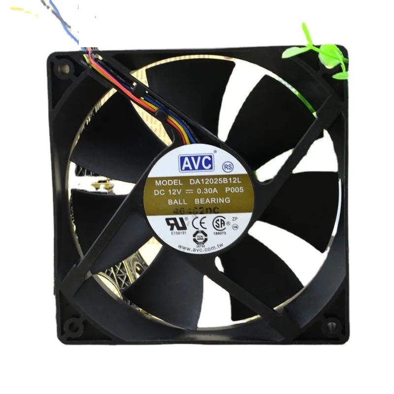 조용한 4 핀 PWM 냉각 팬, AVC DA12025B12LP005, 12cm 12025, 12V, 0.3A, 신제품