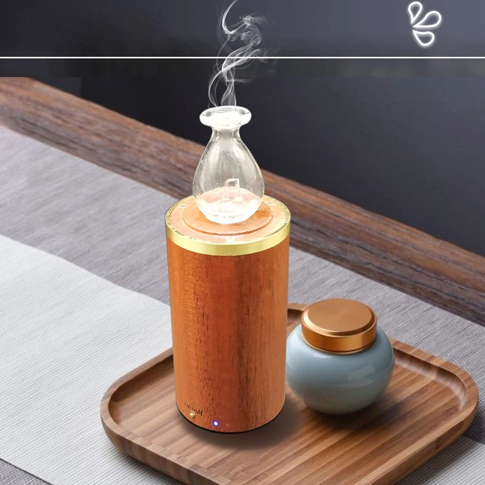 Essential Oil Aroma Diffuser Perfume Fragrance Diffuser Wooden Glass Aromatherapy Air Nebulizer Room Fragrance Home Appliance