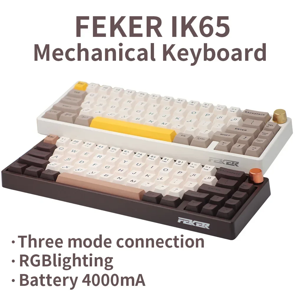 Imagem -03 - Teclado Mecânico de Jogos Bluetooth sem Fio Pbt Rgb Retroiluminado 69 Estrutura de Chaves Modo 2.4g Presentes Feker-ik65