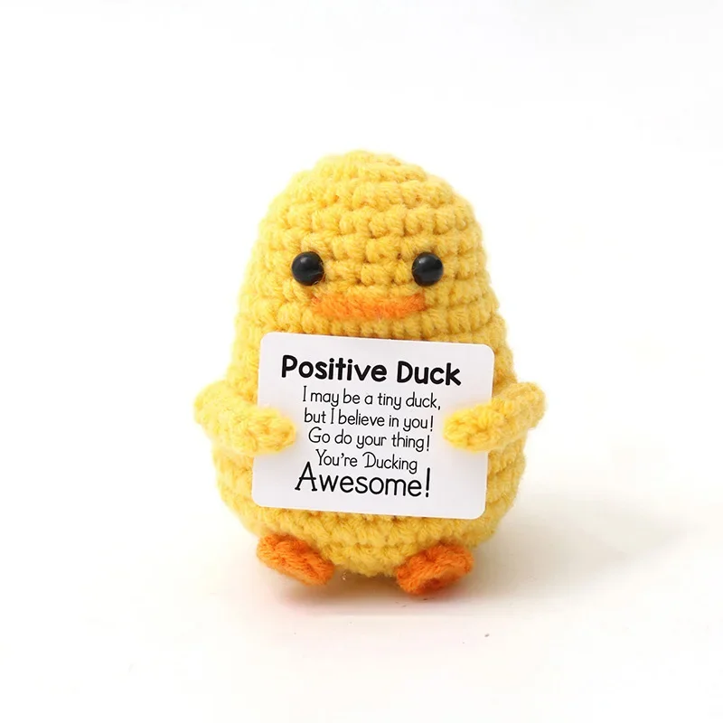 Cute Handwoven Positive Energy Duck Ornaments Handmade Crochet Support Emotional Pickles Cucumber Home Room Decor Christmas Gift