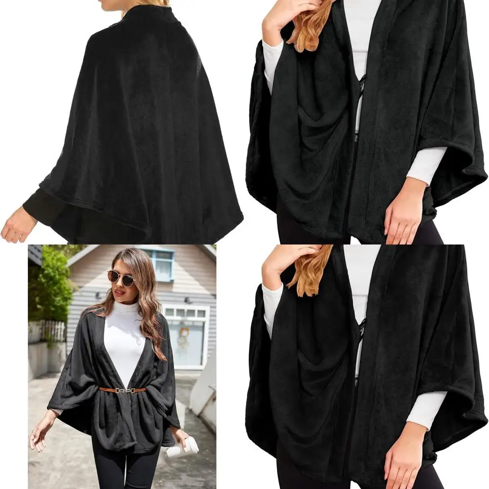 

Женская легкая шаль-пончо из искусственного материала, теплый свитер-накидка с ТВ-одеялом на зиму