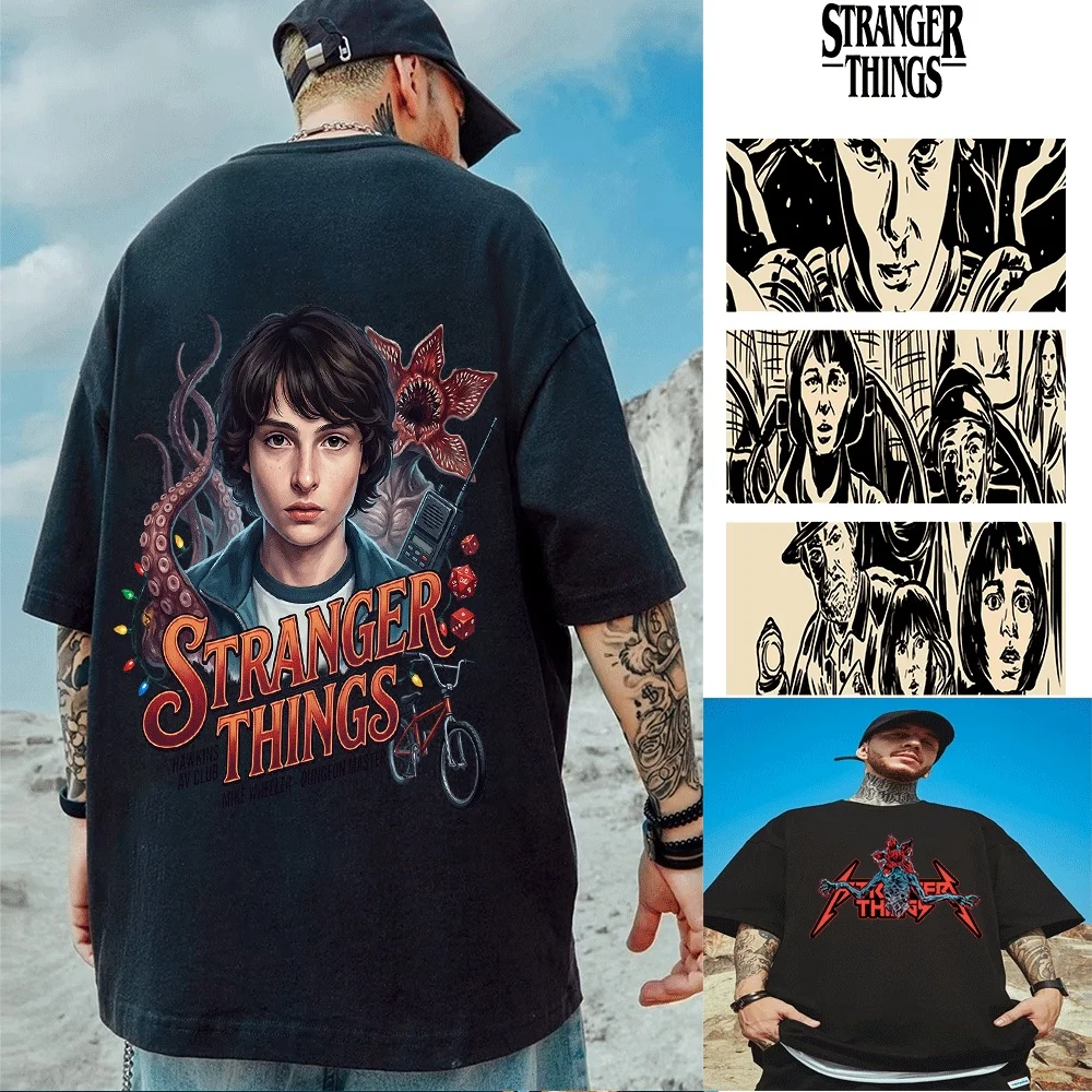 Camisetas a juego para niños y adultos inspiradas en Stranger Things Mike Wheeler, con Demogorgon, bicicleta walkie-talkie, para fanáticos de