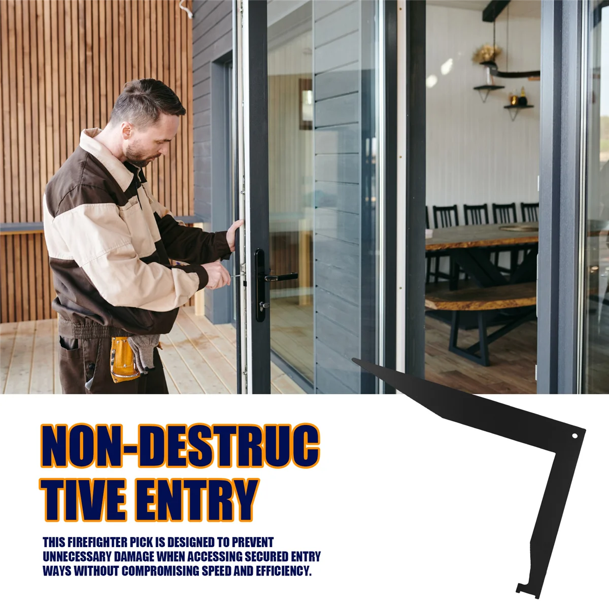A88m barra ferramenta de bombeiro portas de acesso facilmente picareta de fogo ferramenta de alavancagem preto
