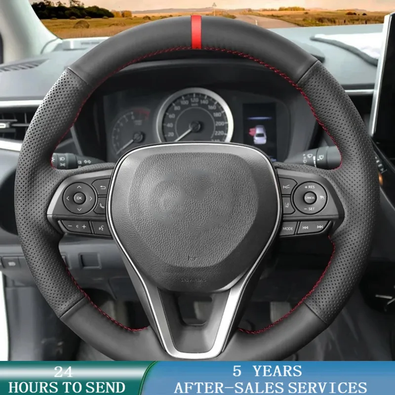 Dostosowana skórzana osłona na kierownicę samochodową do Toyota Avalon Camry 2018-2019 Crown 2018-2019 Corolla 2018-2020 RAV4 2019